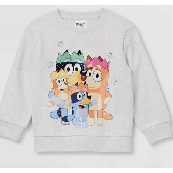 Target Toddler Bluey Family Fleece Sweatshirt and Pull-On Pants Set Heather Gray - Picture 4 of 16